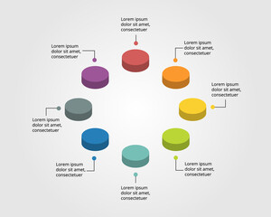 circle pie chart template for infographic for presentation for 8 element