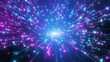 Leinwandbild Motiv Abstract pink blue light trail creative cosmic background. Explosion, Hyper jump into another galaxy. Speed of light, neon glowing rays in motion.