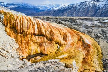 Stunning warm layers on Yellowstone mound at Hot Springs