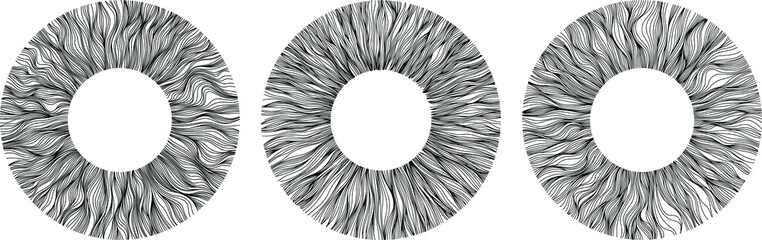 Abstract eye illustration. Iris decorative image. Circle vector line sketch.