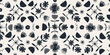 © MURRIRA - Ukrainian style floral abstract  ornament pattern. Collage contemporary hand drawn print.Black and white.