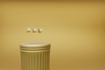 Poster - Beautiful abstract illustrations Golden Golden Pixel ellipsis symbol icons on a golden column and wonderful background. 3d rendering illustration. Background pattern for design.
