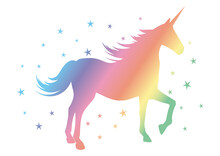 Silhouette Of A Unicorn With Rainbow Colours