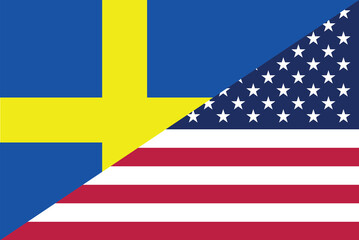 Wall Mural - USA Sweden friendship national flag cooperation diplomacy country emblem