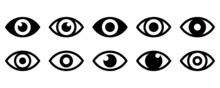 Set With Eye Vector Icons. Human Eyes On White Background. Sight Symbol. See Or Watch Sign. Vector 10 EPS.