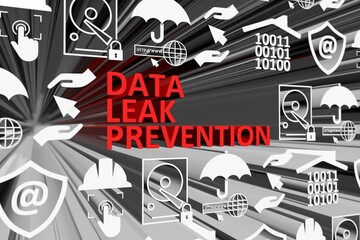 DATA LEAK PREVENTION concept blurred background 3d render illustration