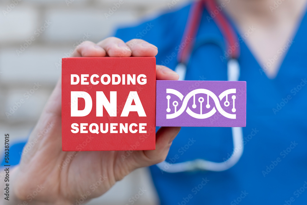 Decoding dna sequence concept. Decoding DNA spiral. Genetic engineering ...