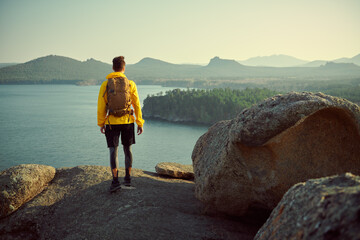 Wall Mural - traveler standing on top