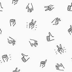 Poster - Seamless pattern with hand gestures