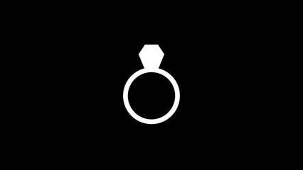 Canvas Print - White picture of ring on a black background. ring with a large diamond for a lady. Distortion liquid style transition icon for your project. 4K video animation for motion graphics and compositing.