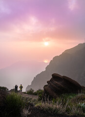 Wall Mural - Traveling in Madeira mountains at sunrise