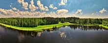 Panorama From The Drone To The Water Reservoir Among  The Forests Of Podlasie.