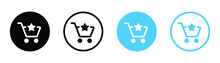 Add To Shopping Cart Icon, Shop Basket Save Symbol Sign With Favorite Star Icon 