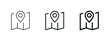 paper map icon, location pin pointer icon - gps maps position marker icons in filled, thin line, outline and stroke style for apps and website