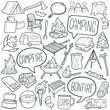 Campfire Doodle Icons. Hand Made Line Art. Camping Fire Clipart Logotype Symbol Design.