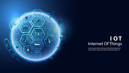 Wall Mural - abstract internet of things concept city 5g.iot (internet of things) communication network innovatio