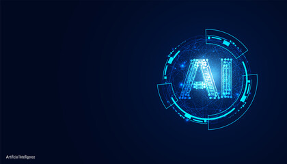 Wall Mural - abstract artificial intelligence on atomic and technology background with computer systems circuit b