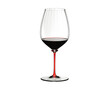 Leinwandbild Motiv Wine glass with red stem on a white background
