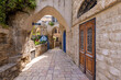 Israel, Tel Aviv Namal Yafo historic Old Jaffa port with art galleries, boutiques and old houses.