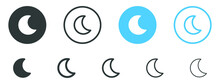 Moon Icon, Dark Night Mode Icon Button, Nightmode Symbol Daymode Signs, Day Night Crescent Half Moon Icons In Filled, Thin Line, Outline And Stroke Style For Apps And Website