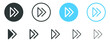 fast player icon, fast forward circle with two arrows icon symbol button in filled, thin line, outline and stroke style for apps and website