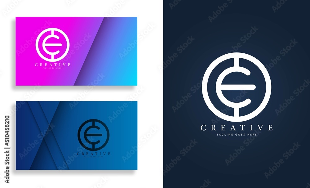 Letter e vector line logo design. Creative minimalist logotype icon ...