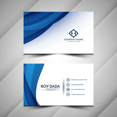 Elegant modern blue wavy business card