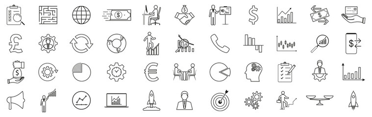 Poster - Business and management icons set. Vector illustration. Flat.