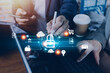 © ARMMY PICCA - Cybersecurity and privacy concepts to protect data. Lock icon and internet network security technology. Businessman protecting personal data on smart phone with virtual screen interfaces.