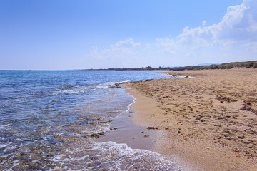 Wall Mural - Relax beach in Apulia, Italy: the Regional Natural Park Dune Costiere from Torre Canne to Torre San Leonardo, covers the territories of Ostuni and Fasano  along eight kilometres of coastline.