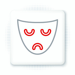 Canvas Print - Line Drama theatrical mask icon isolated on white background. Colorful outline concept. Vector