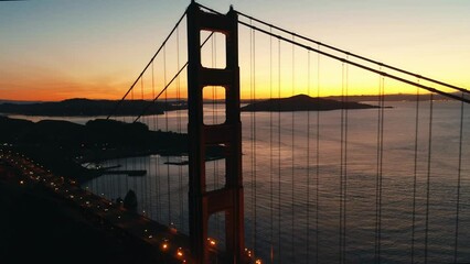 Wall Mural - San Francisco city Golden Gate Bridge aerial sunrise view