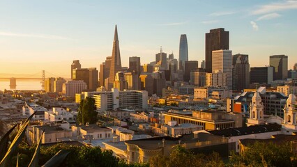 Fototapete - San Francisco city downtown timelapse