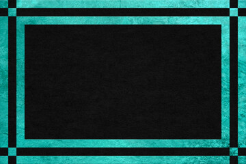 Wall Mural - turquoise stone textured, modern geometric frame. black paper texture.