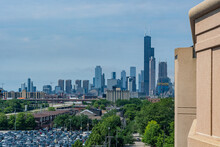 View Of The City Of Chicago And It’s Skyline From The Outside Of The Top Of A Structure On The South Side Of The City