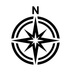 black north symbol on white background.