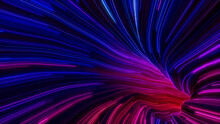Wavy Neon Tunnel With Purple, Blue And Pink Stripes. 3D Render.