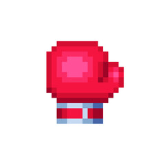 Poster - Red boxing glove pixel art style icon. Achievement logo. 8-bit sprite. Isolated abstract vector illustration. 