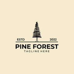 Wall Mural - pine forest logo line art vector abstract illustration design