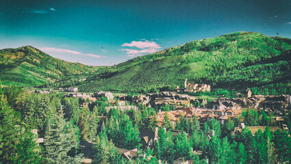 Sticker - Aerial view of Vail town in Colorado, summer season