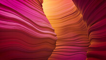 Pink And Yellow 3D Rippled Geometry. Contemporary Background With Natural Surfaces. 