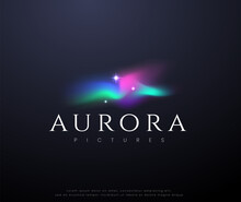 Aurora With Colorful Glowing Stars Logo Design