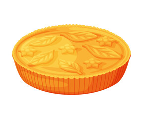 Poster - Baked Pie Made from Pastry Dough with Sweet Filling Vector Illustration