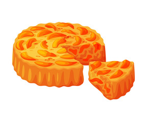 Poster - Baked Apricot Pie Made from Pastry Dough with Sweet Fruit Filling Vector Illustration