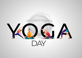 Wall Mural - international yoga day. yoga body posture. group of Woman practicing yoga. vector illustration design