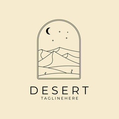 Wall Mural - desert badge logo line art vector icon symbol graphic minimalist design illustration