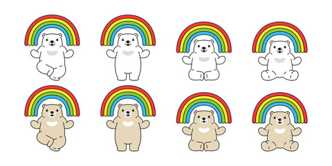 bear vector polar bear rainbow icon logo teddy character cartoon symbol doodle animal illustration d