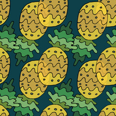 Wall Mural - Cute pineapple vector repeat pattern design background