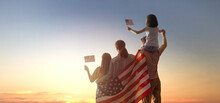 Patriotic Holiday, Family With American Flag
