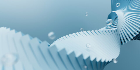 3d rendering abstract light blue background with spiral shape.
